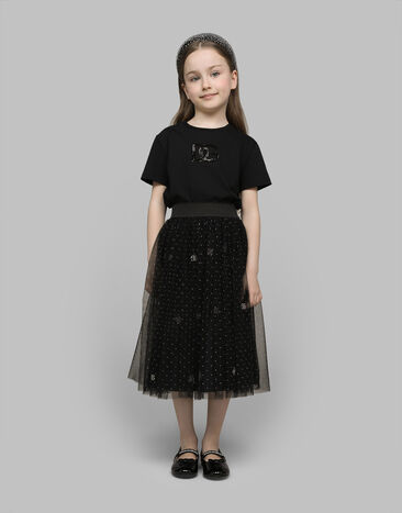 Dolce & Gabbana Jersey T-shirt with DG logo Black L5JTNKG7N0Y
