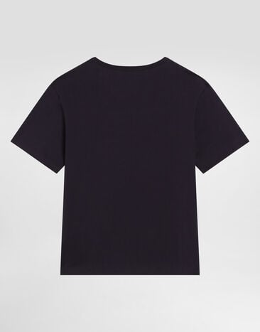Dolce & Gabbana Jersey t-shirt with logo plate Blue L4JT7TG7P1T