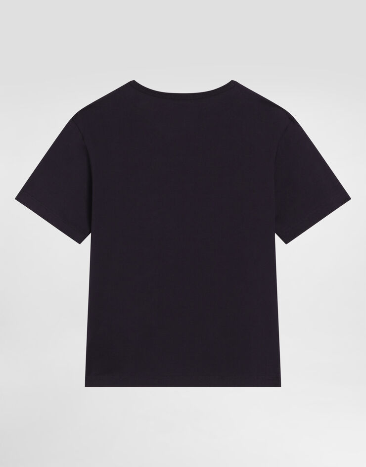 Dolce & Gabbana Jersey t-shirt with logo plate Blue L4JT7TG7P1T