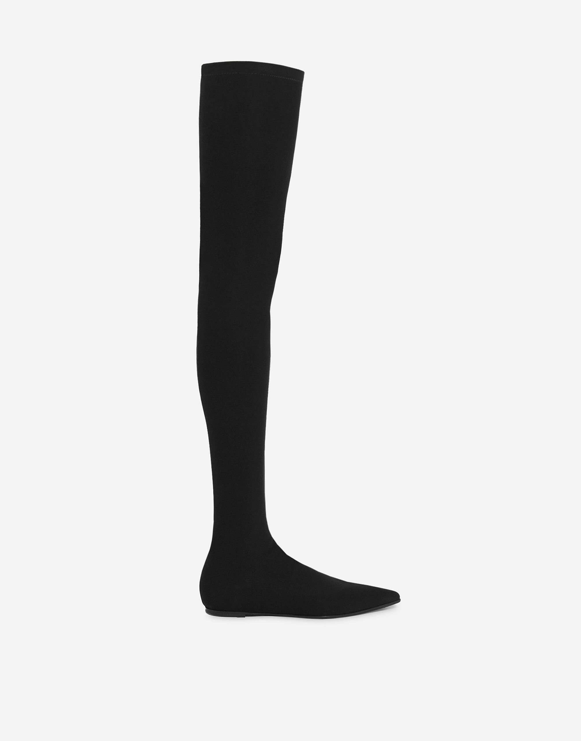 Dolce&Gabbana 弹力平纹针织过膝靴 黑 CU1067AQ513