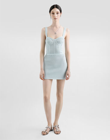 Dolce & Gabbana Short crochet corset dress Azure FXS39TJFMLT