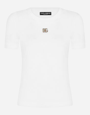 Dolce & Gabbana 크리스털 DG 장식 저지 티셔츠 멀티 컬러 F8N08ZG7B3U
