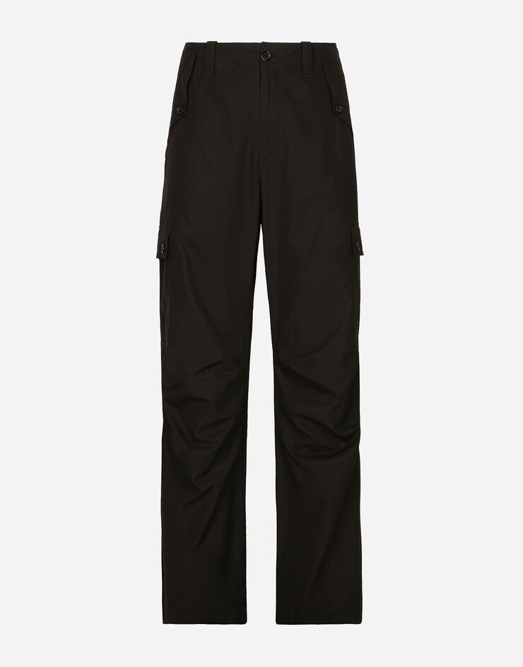 Dolce & Gabbana Cotton cargo pants with brand plate Black GV3OHTFU5PY