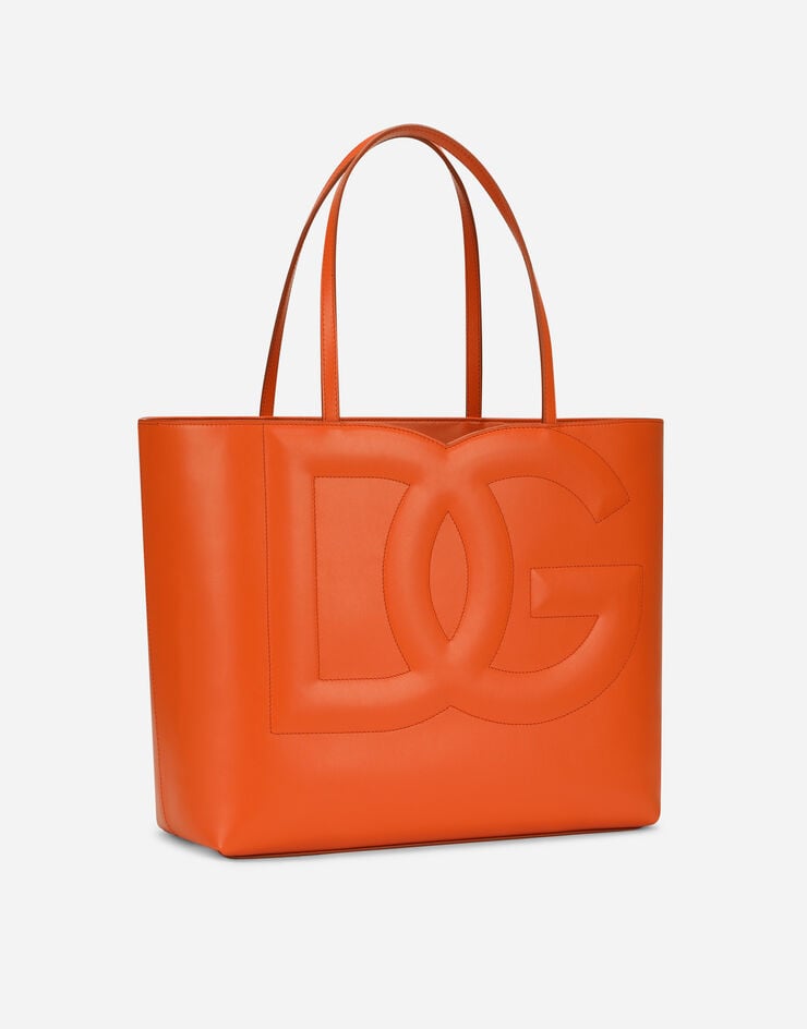 Dolce & Gabbana Mittelgroßer Shopper DG Logo Bag aus Kalbsleder Orange BB7338AW576