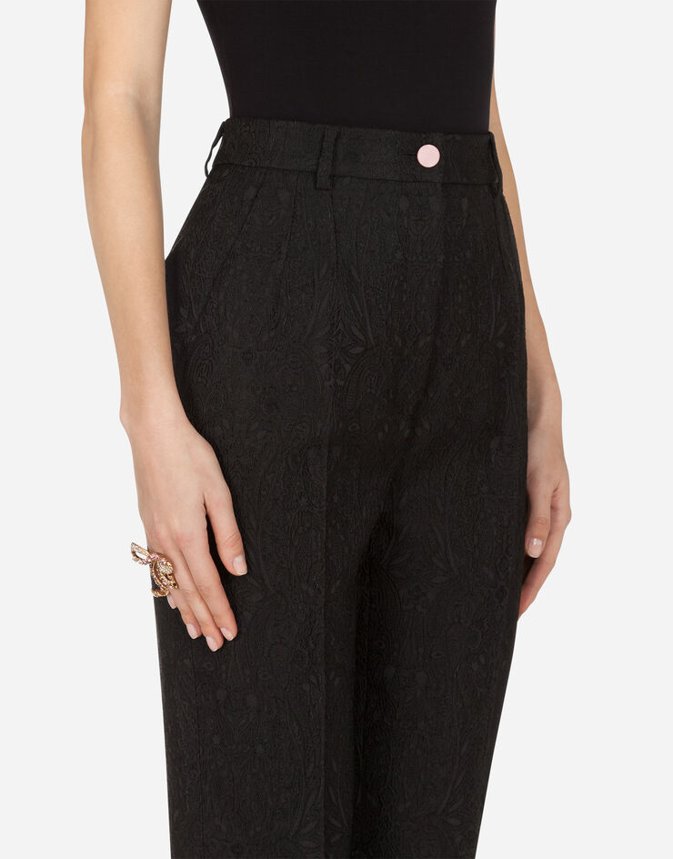 Dolce & Gabbana FLORAL JACQUARD PANTS BLACK FTBQYTFJRCM