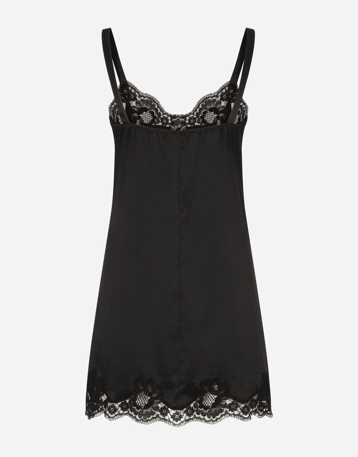 Dolce & Gabbana Satin lingerie-style slip with lace detailing Black O6A00TFUAD8