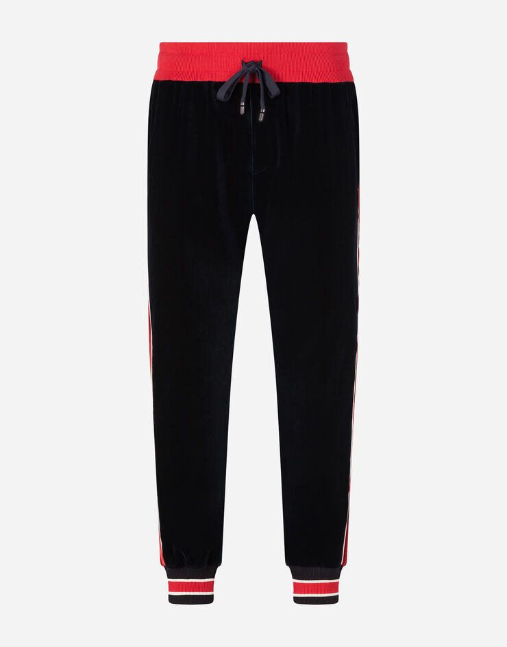 Dolce & Gabbana VELVET JOGGING PANTS BLUE GYUPATFUVJC