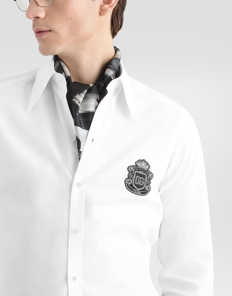 Dolce & Gabbana Poplin gold shirt with embroidery White G5NP9ZGK527