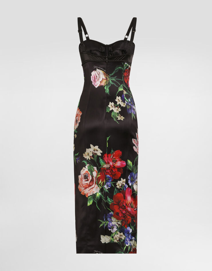 Dolce & Gabbana Vestido lencero con detalle sujetador de raso estampado a flores Imprima F6TTXTFSIB5