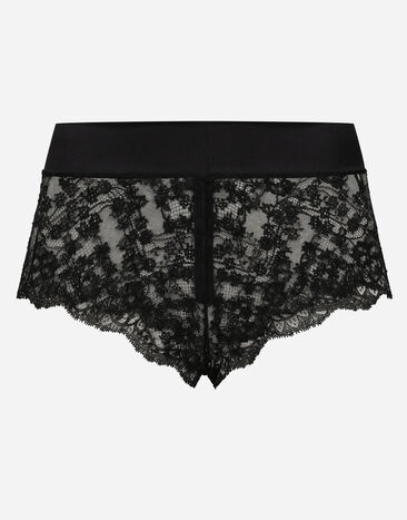 Dolce & Gabbana Panty aus Spitze mit Bund aus Satin Black O1G24TONQ79