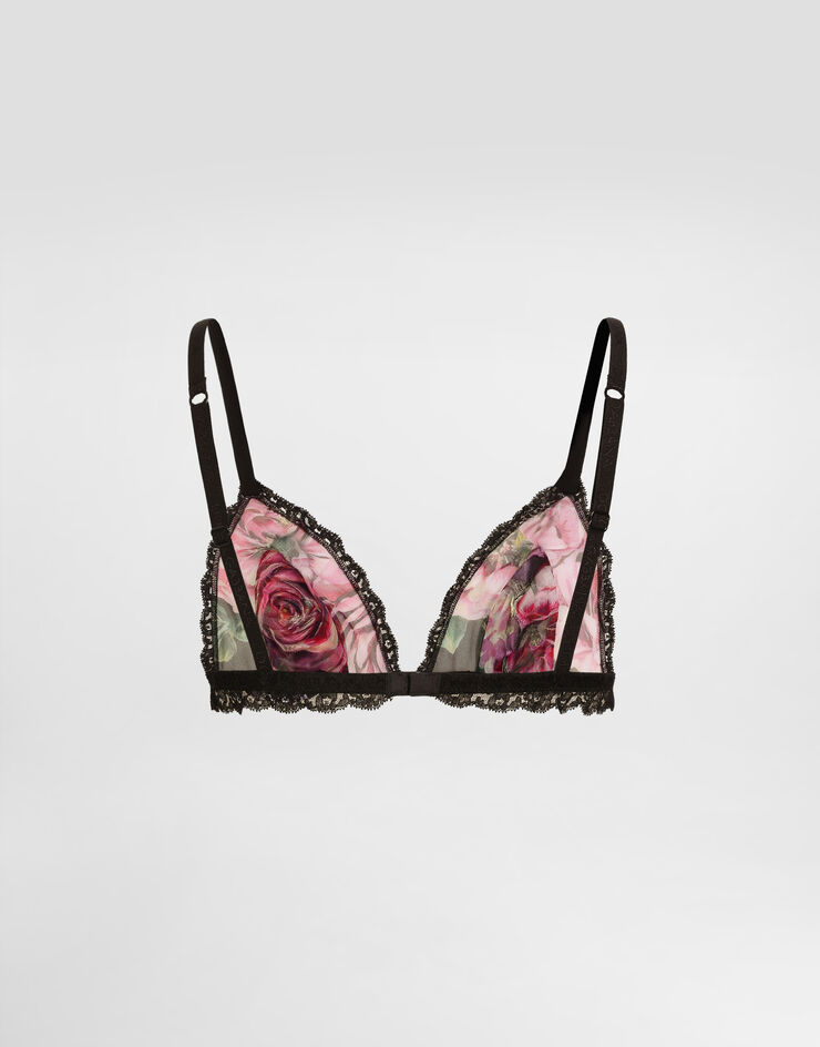 Dolce & Gabbana Rose-print satin and tulle triangle bra Print O1F45TON04F