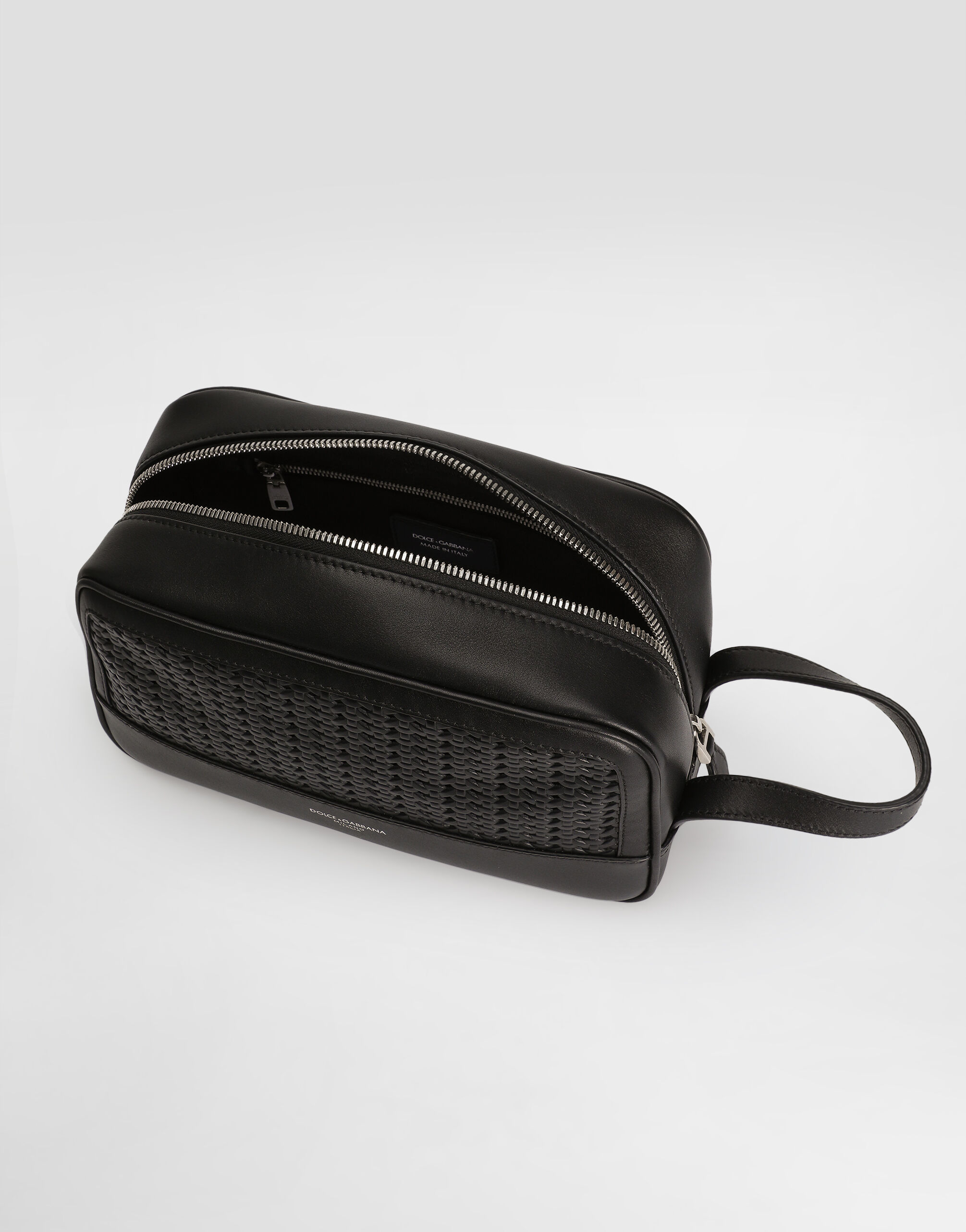 Woven plongé calfskin necessaire in Black for Men | Dolce&Gabbana® US