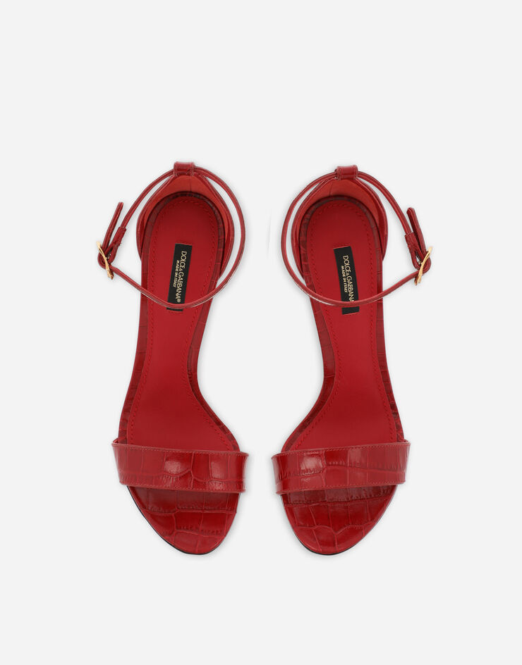 Dolce & Gabbana Crocodile-print calfskin baroque DG sandals Red CR0739AC606