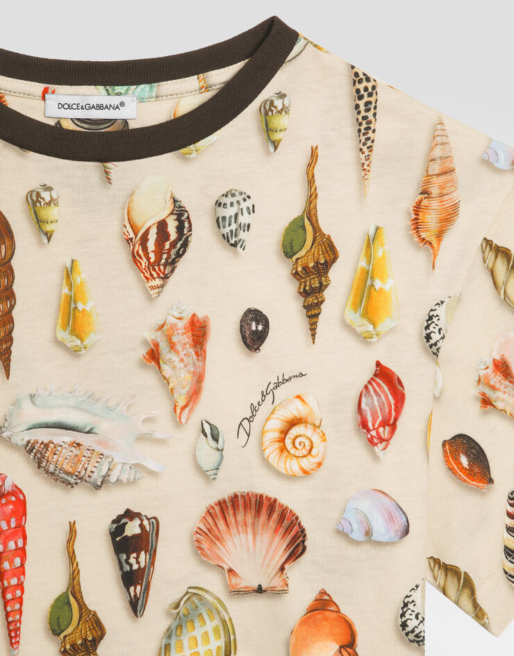 Dolce & Gabbana Shell-print short-sleeved jersey t-shirt Multicolor L4JTHVHS7QS
