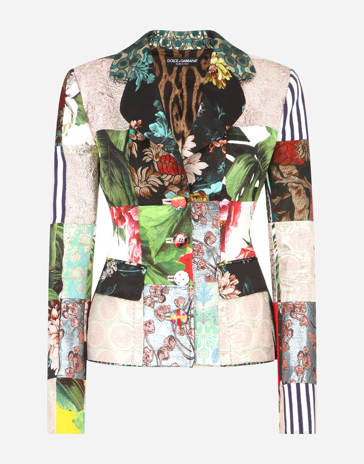 Dolce & Gabbana Single-breasted patchwork jacquard Dolce blazer AZUL F26BOTGDX78