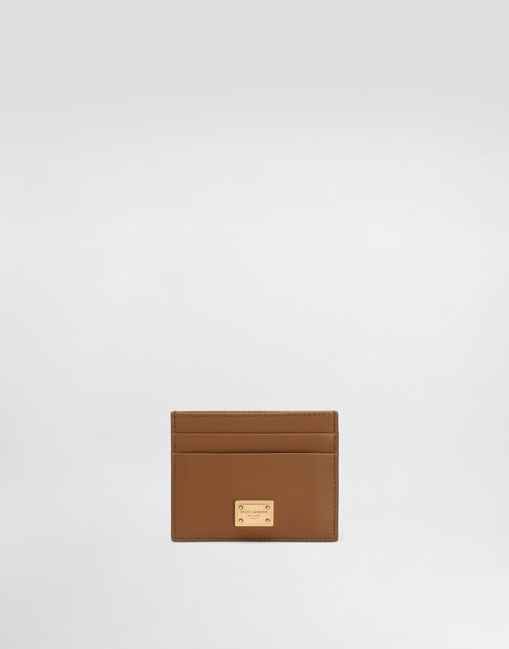 Dolce & Gabbana Tarjetero de piel de becerro plongé Marrón BI0330A9S25
