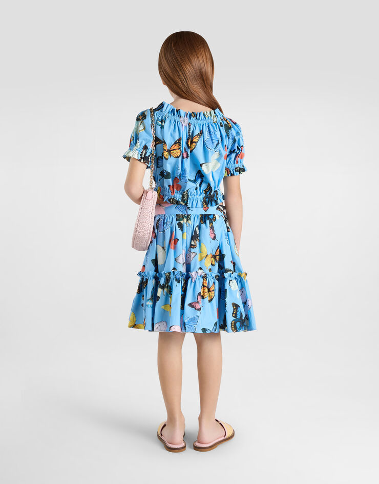 Dolce & Gabbana Cotton poplin top with butterfly print Print L56S24HS5SU