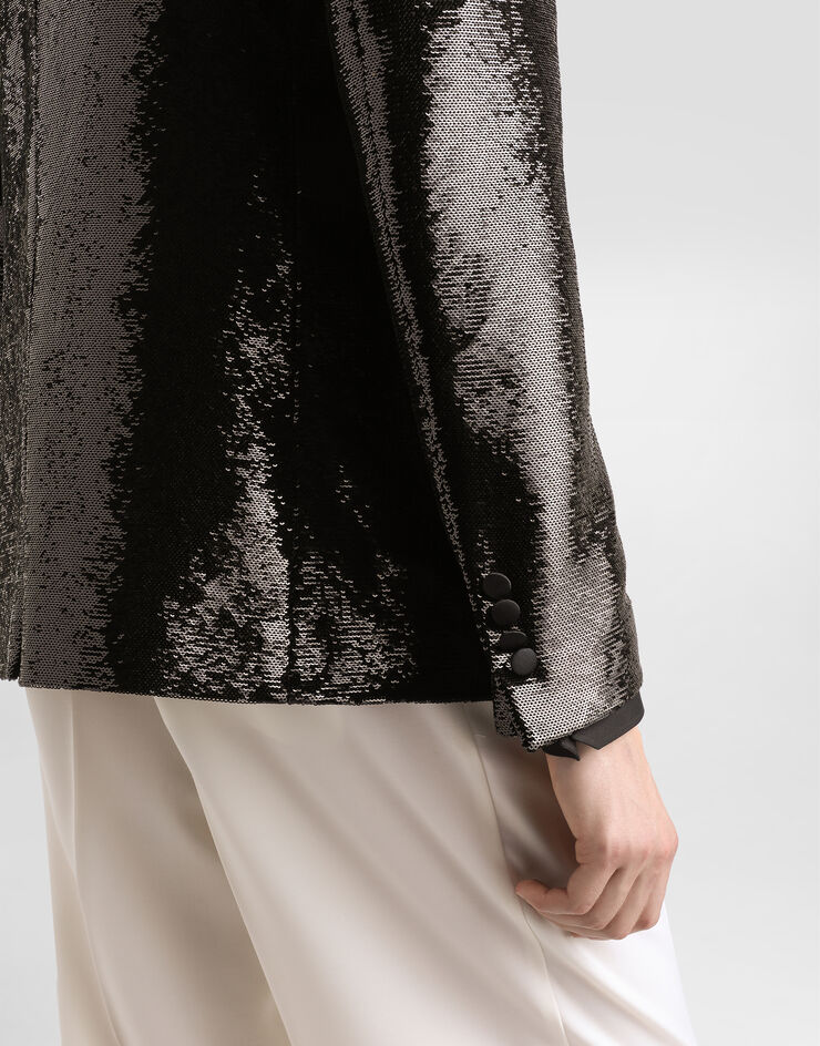 Dolce & Gabbana Double-breasted sicilia light jacket with sequins Black G2TV8TFLSIM