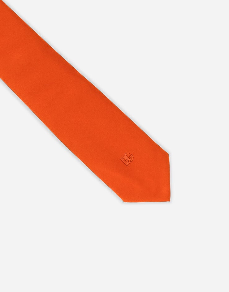 Dolce & Gabbana Silk tie with DG logo Orange GT147EG0UBU