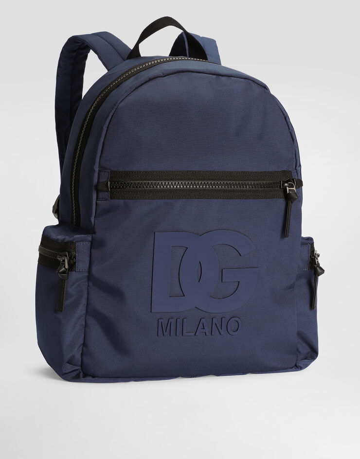 Dolce & Gabbana Nylon backpack with DG rubber patch Azure EM0084AU927
