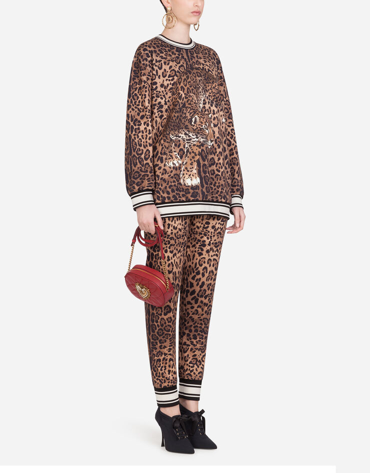 Dolce & Gabbana Round-neck jersey sweatshirt with leopard print MULTICOLORE F9F34THH78Z