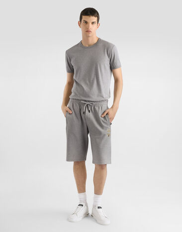 Dolce & Gabbana Jersey jogging shorts with embroidery Grey GVF8AZHU7H9