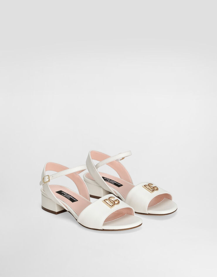 Dolce & Gabbana Sandalo in pelle di vitello con logo DG Bianco D10935A1223