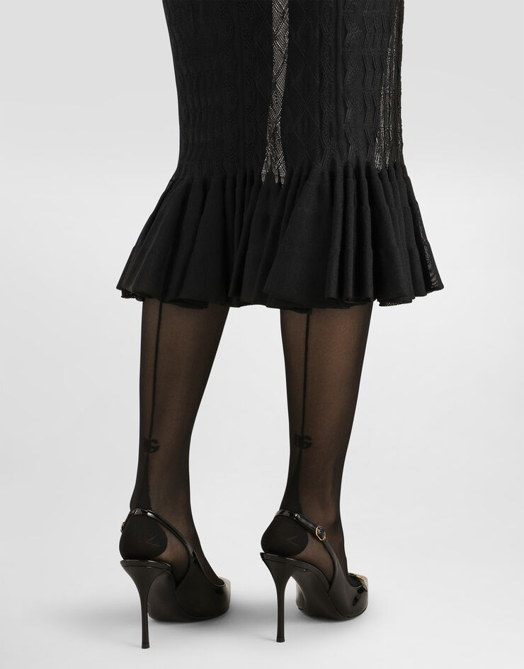 Dolce & Gabbana Lace-stitch knit skirt Black FXO56TJBMP8