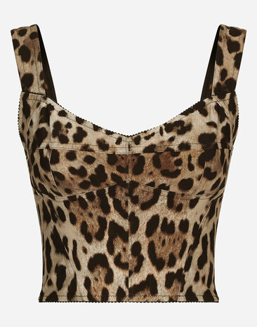Dolce & Gabbana KIM DOLCE&GABBANA Leopard-print marquisette corset White F8T00TGDCBQ
