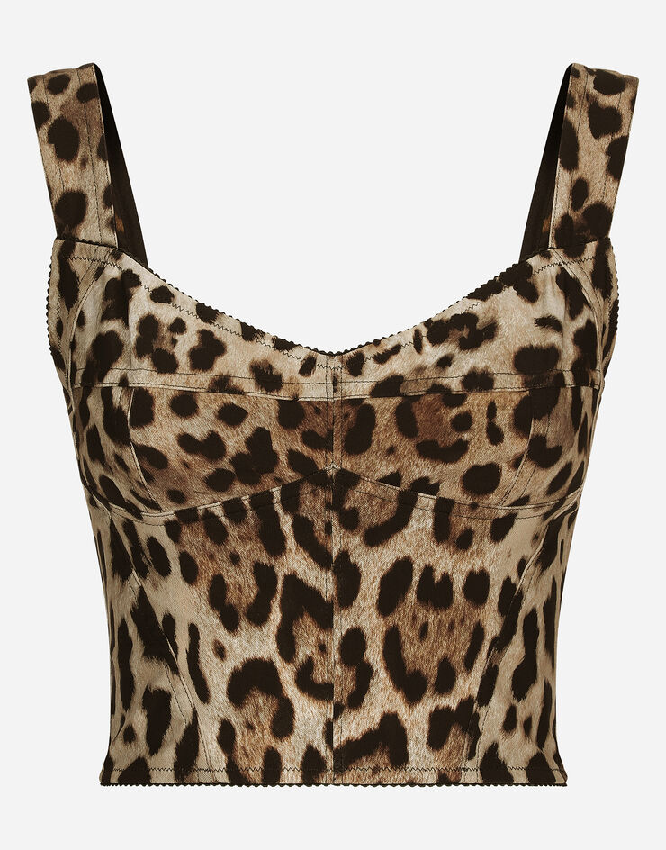 Dolce & Gabbana KIM DOLCE&GABBANA Leopard-print marquisette corset Animal Print F7T19TFSSF7