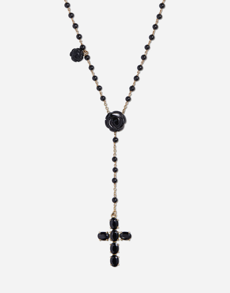 Dolce & Gabbana Yellow gold Devotion rosary necklace with black oval sapphires Gold WNDC2GW0001