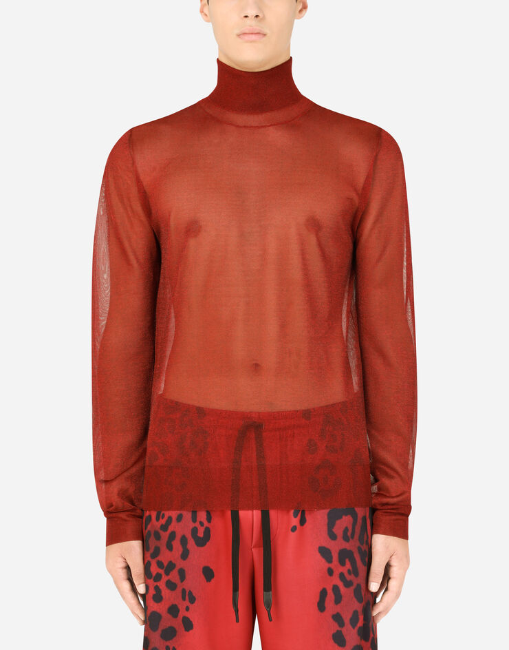 Dolce & Gabbana Technical yarn turtle-neck sweater Naranja GXH98TJCMT7