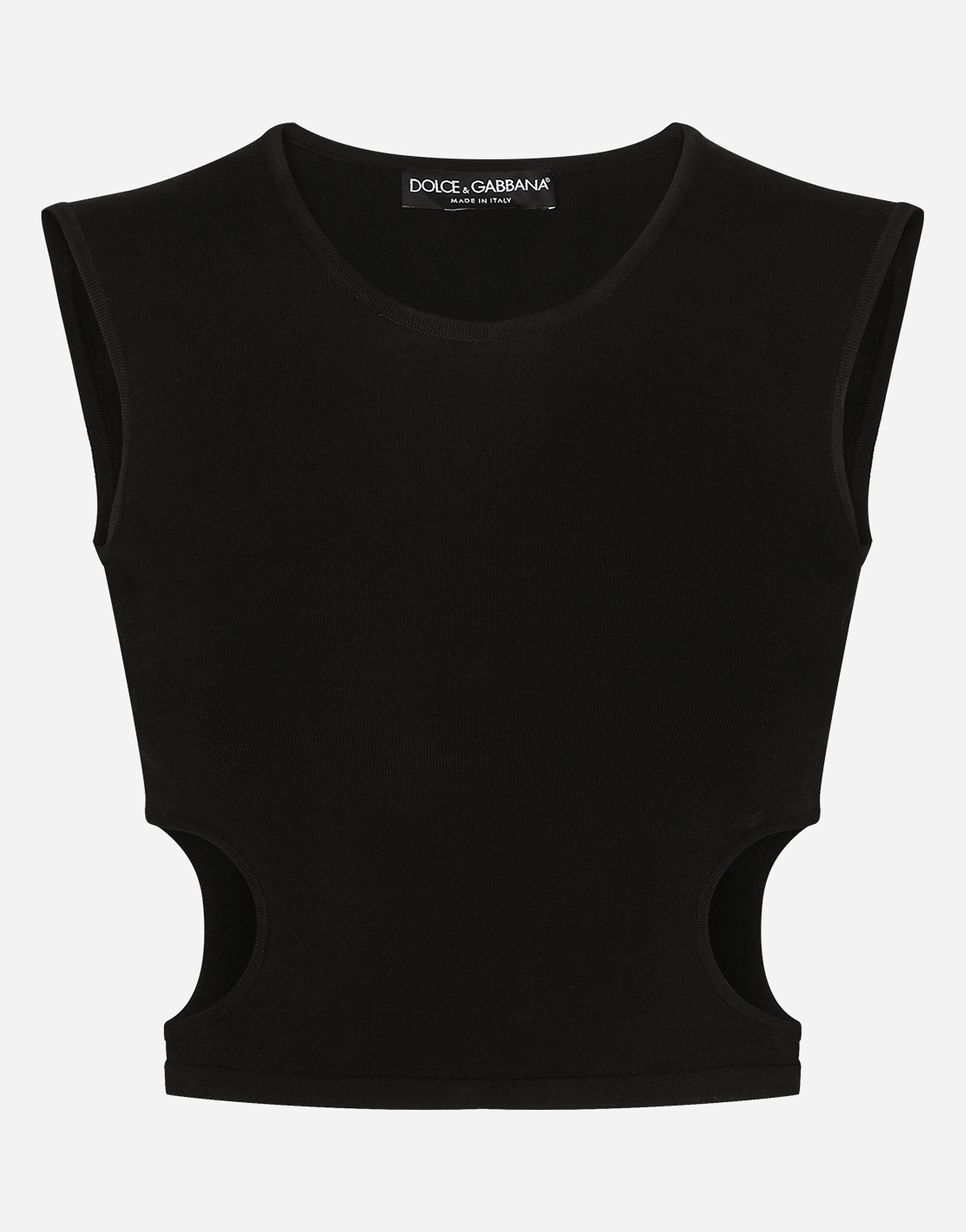 Dolce & Gabbana Viscose top with cut-out sides Black F759LTFLRC2
