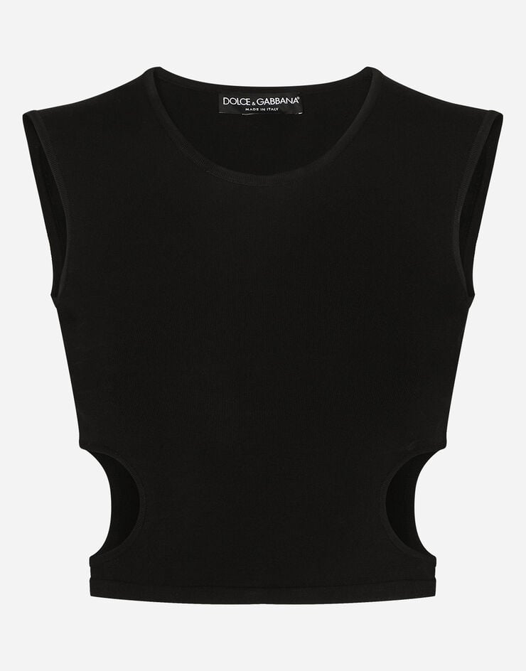 Dolce & Gabbana Viscose top with cut-out sides Black FX325ZJAII3