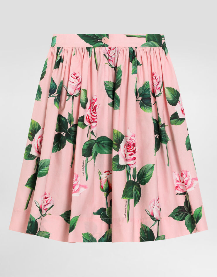 Dolce & Gabbana Юбка из поплина с принтом в виде роз Отпечатки L55I01HS5S7