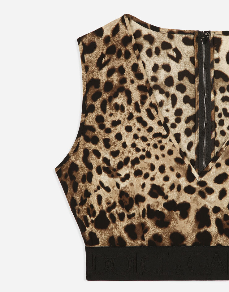 Dolce & Gabbana Топ из шармеза с леопардовым принтом леопардовым принтом F772ETFSADD