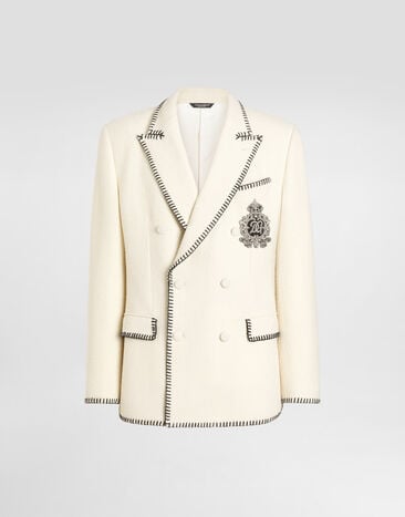 Dolce & Gabbana Tweed double-breasted jacket with embroidery Dolce & Gabbana Tweed double-breasted jacket with embroidery G2VI5ZFUZEK