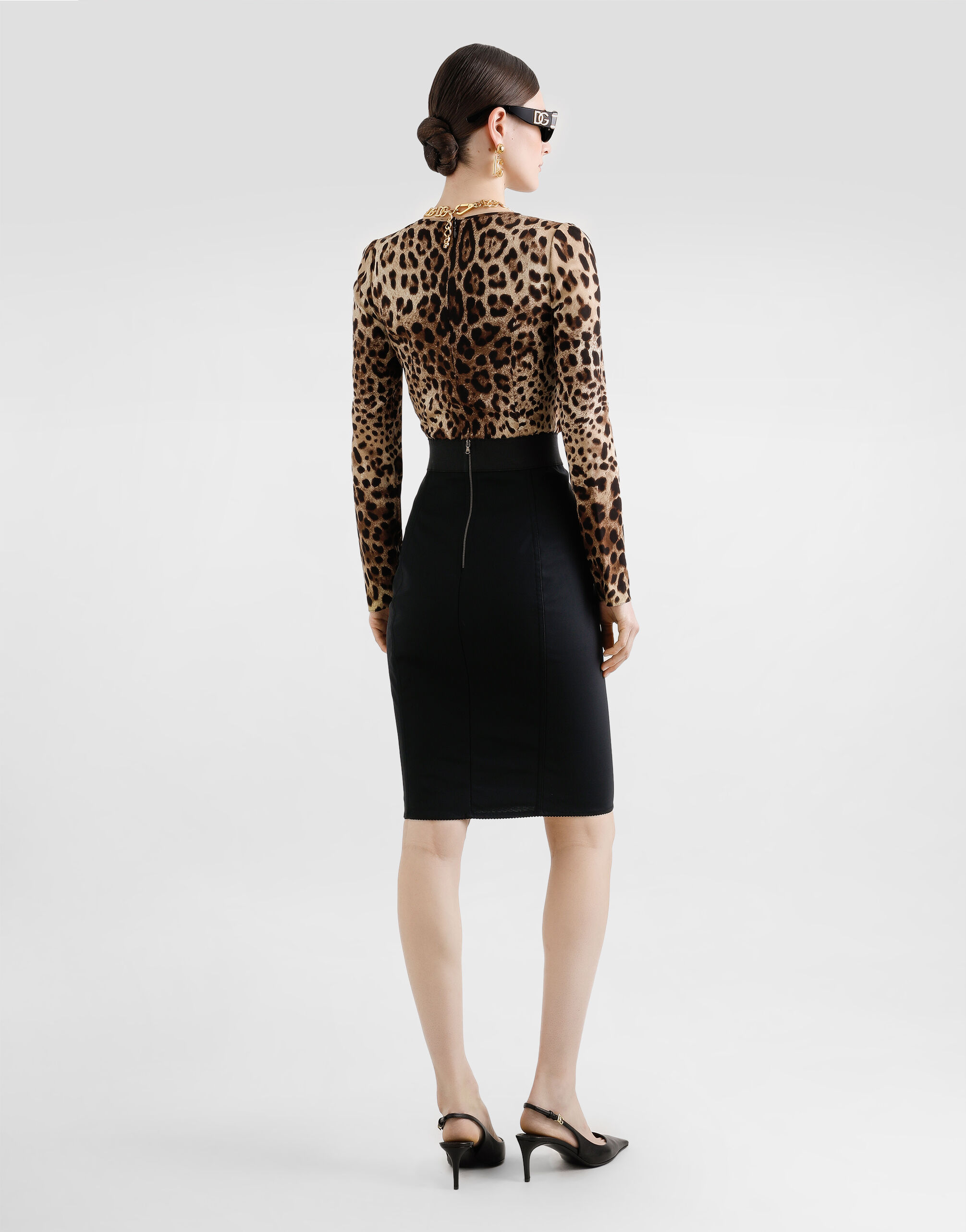 Leopard-print charmeuse top in LEO PRINT for Women | Dolce&Gabbana® US