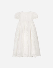 Dolce & Gabbana Empire-line embroidered chiffon christening dress with short sleeves Azure L1JT7TG7OLK
