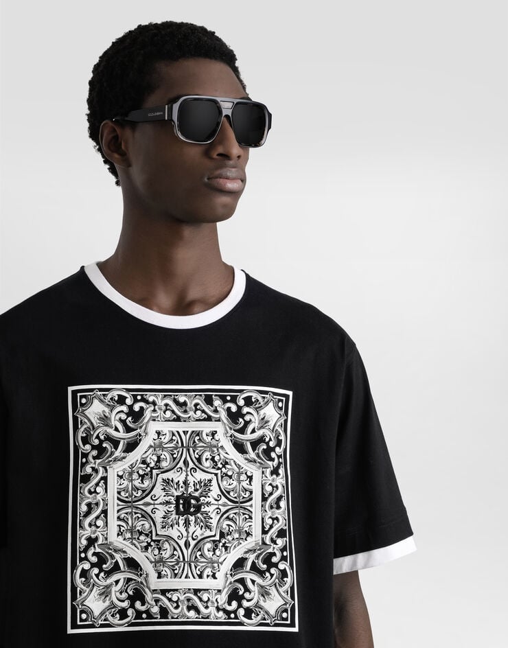 Dolce & Gabbana 刺绣与印花棉质 T 恤 黑 G8ST2ZG7O9T
