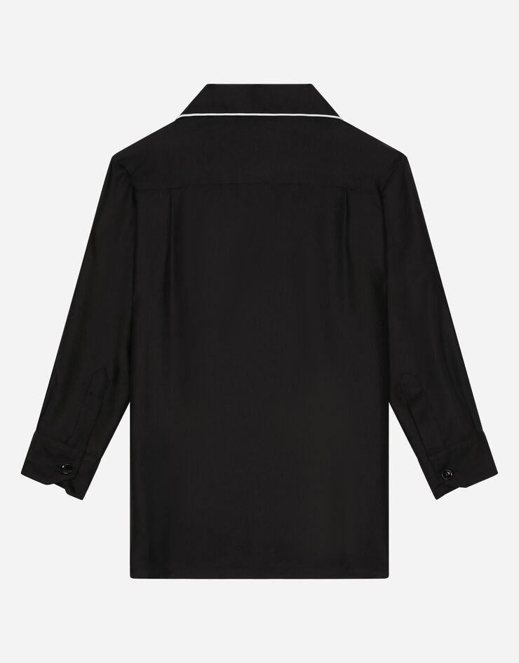 Dolce&Gabbana Camicia pigiama in twill di seta ricamo DG Black L43S72G7H8Z