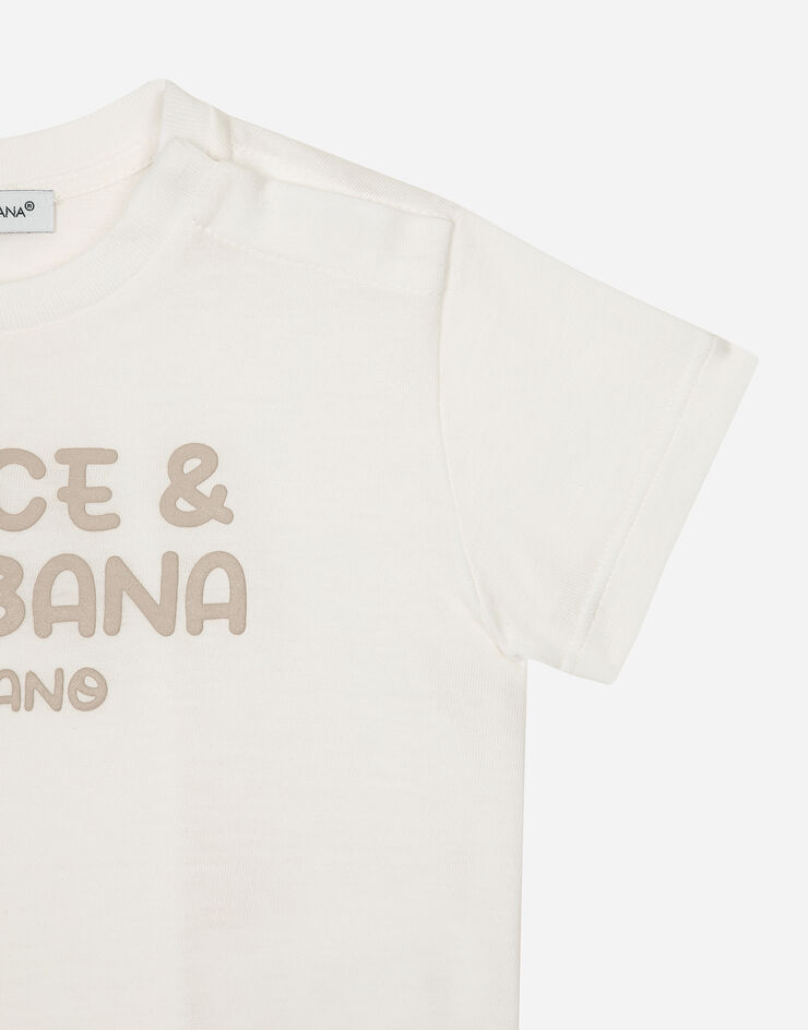 Dolce & Gabbana Jersey-T-Shirt mit Dolce&Gabbana-Logo Weiss L1JTEYG7NXH