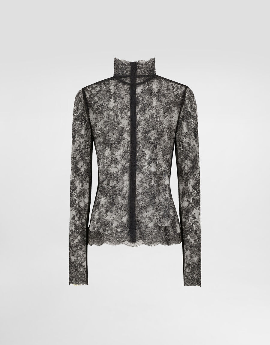 Floral lace turtle-neck top