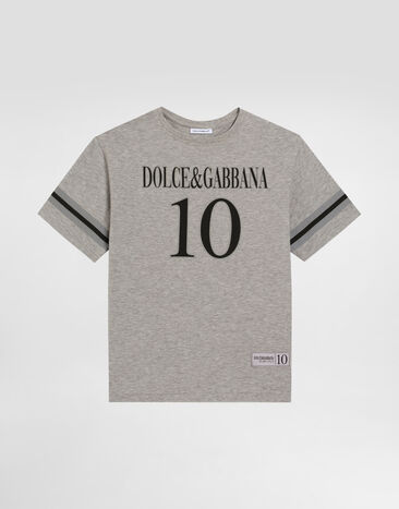 Dolce & Gabbana Jersey T-shirt with Dolce&Gabbana logo Blue L4JTHVII7FT