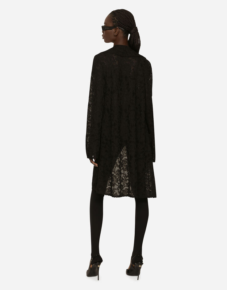Dolce&Gabbana Mantel im Ajourmuster Schwarz FXD19TJBMR6