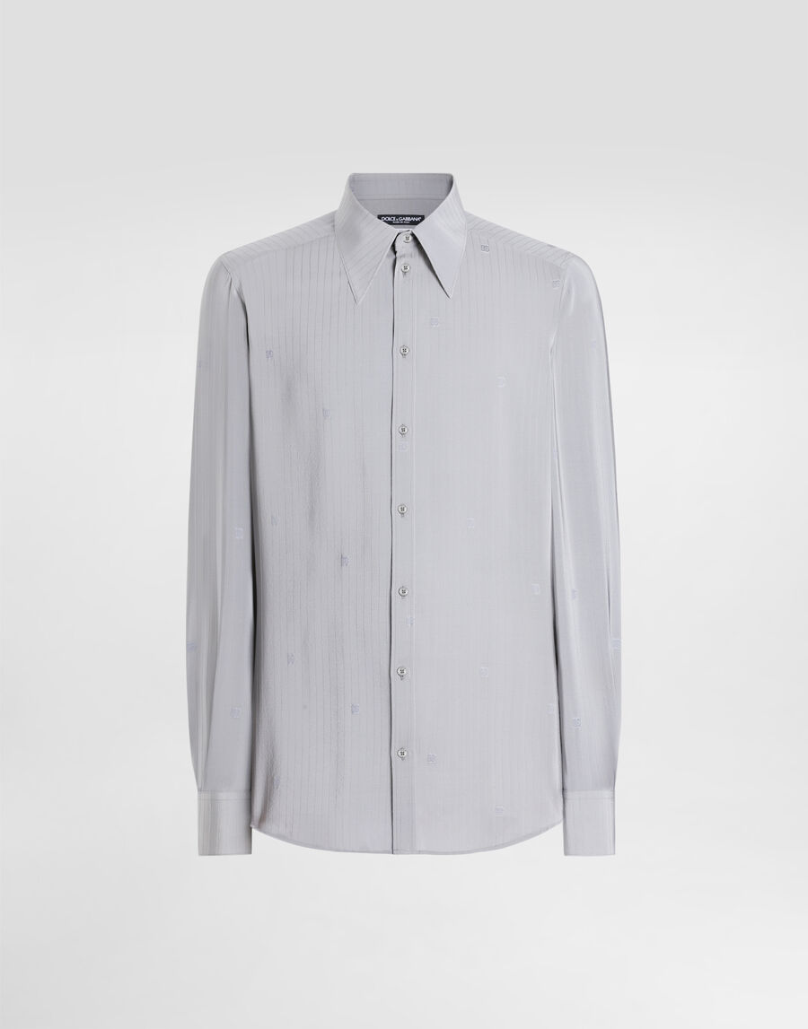 Gold shirt in silk jacquard