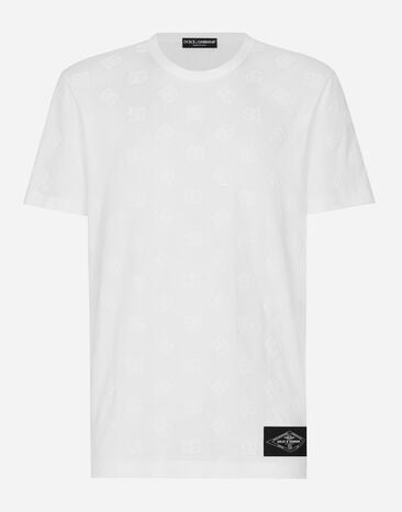 Dolce & Gabbana T-shirt en coton à imprimé DG floqué all-over Noir G8PT1TG7NWE