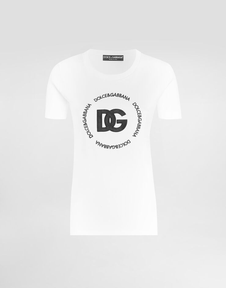 Dolce & Gabbana Interlock T-shirt with DG logo White F8T00ZHU7H8