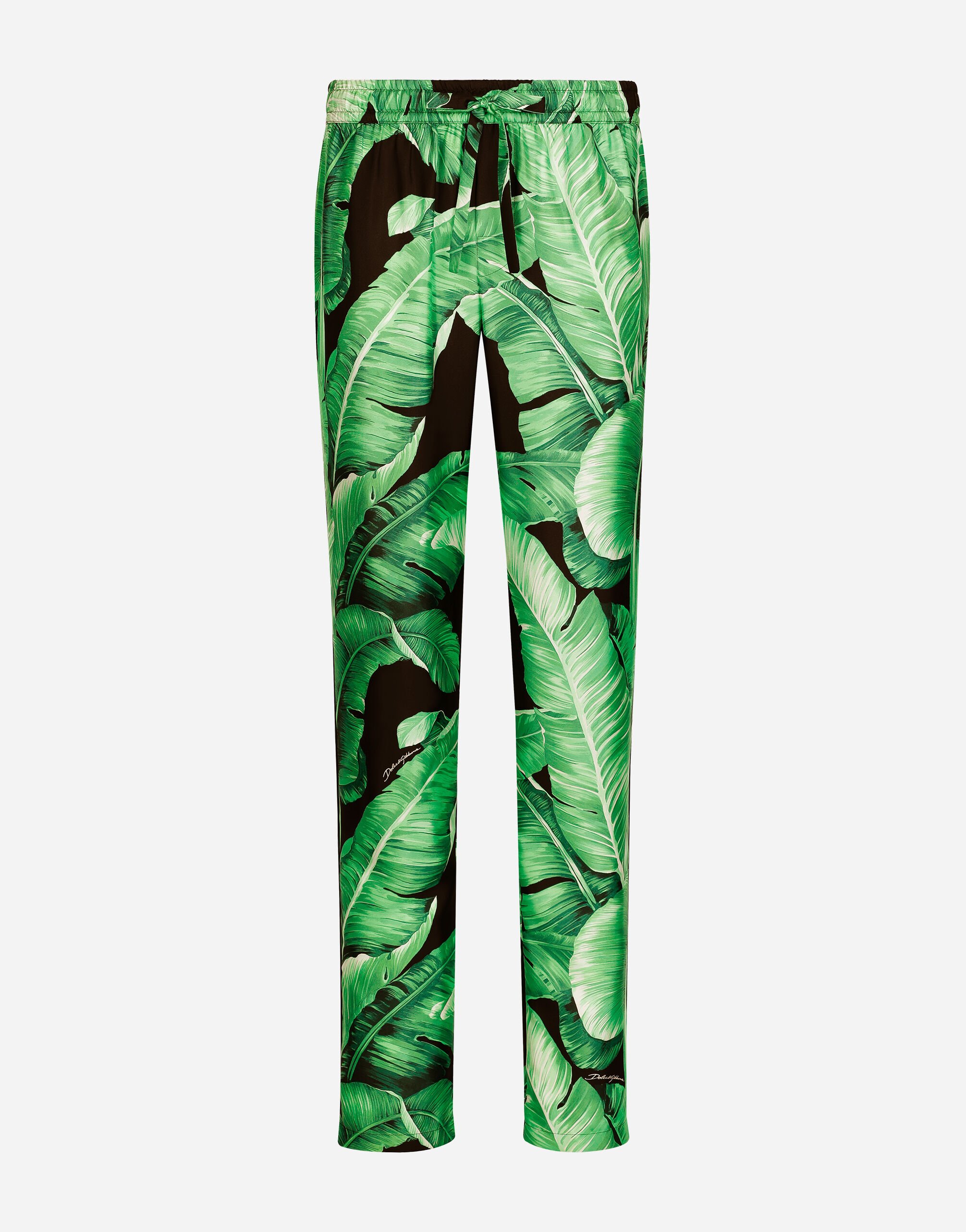 Dolce & Gabbana Banana-tree-print silk pajama pants Beige GY6GMTGH145