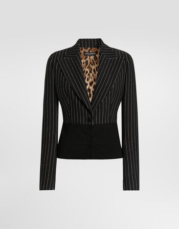 Dolce & Gabbana Jacke Turlington aus Wolle mit einreihiger Knopfleiste in Nadelstreifen-Optik Mehrfarbig F2JBJTFBZAF